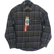 NEW Orvis Men’s Blue Green M Button Up Heavyweight Flannel Shirt Side Pockets