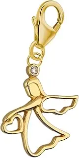 Goldene Hufeisen Charm Anhänger Engel 925 Silber für Bettelarmband oder Charmkette