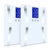 SOGA 2X Digital Body Fat Scale Bathroom Scales Weight Gym Glass Water LCD Electronic White