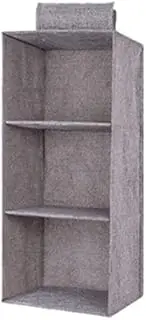 [AIMALL] Hanging Wardrobe Organiser – 3/4/5 Layer Clothes Storage Shelves, Space-Saving Garment & Shoe Tidy, Cotton Linen Fabric with PP Board Support, Grey