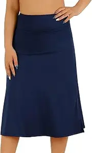 [CZRLHYT] Women's Athletic Skorts Modest Knee Length Skirts Athletic Midi Active Running Skirt