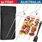2Pcs Stainless Steel 3-Prong Kabob Skewers with Brush and Storage Bag for Kebabs