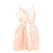[Miu Miu] Miu Miu Satin Spaghetti-strap Mini Dress 38 IT ORANGE