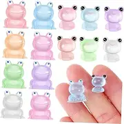Parliky 16 Pcs Mini Resin Frogs Glow Dark Tiny Figurines for Home Decor Garden Decoration and Dollhouse Accessories Adorable Miniature Frog