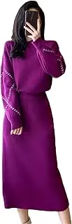 [Generic] Winter Thick Warm Women Sweater Tracksuits Loose Pullover Top And Midi Skirt Suit Female Knit 2 Piece Sets Clothes