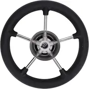 11 Marine Steering Wheel - 5-Spoke Stainless Steel with Foam Grip for Boats/Yachts/Sailboats - Polished Mirror Finish, Easy Install