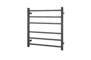 AQUAPERLA 6-Bar Heated Towel Rail - Square Bars - PVD Brushed Gun Metal Grey (W620mm x H674mm)