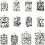 [Stiesy] Antique Silver Color Charms Assorted Tibetan Silver Alloy Metal Charms Pendants Bulk for Jewelry Making DIY Bracelet Crafts Earrings