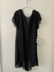 Adrianna Papell Chiffon-Overlay A-Line Dress 14A 1377 Small