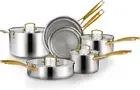 "Country Kitchen 10-Piece Tri-Ply Stainless Steel Cookware Set, Mirror Polish, I