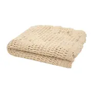 Bambury Decorative Ultra Soft Callista Throw Custard Cotton Woven Home Decor