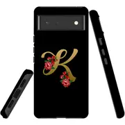 For Google Pixel 6 Case, Shielding Back Cover,Embellished Letter K