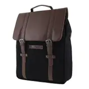 Police Canvas Leather Laptop Messenger Travel Backpack Bag 35x45cm Black