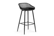 NNEKGE Set of 2 Leerdam Bar Stools (Black)