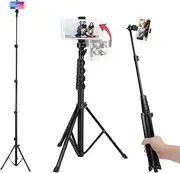 EZONEDEAL Selfie Stick, Portable Selfie Stick Phone Tripod, Phone Vlog Tripod Stand, Travel Tripod Phone Holder, Travel Tripod 360° Rotation Compatible with iPhone Android Phone, Camera