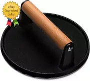 Burger Press 7" round Heavy-Duty Cast Iron Smash Bacon Press Meat Steak