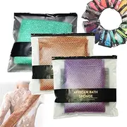 Afro Scrub African Net Sponge, Afroscrub African Exfoliating Net Sponge, African Net Long Net Bath Sponge Shower Body Scrubber, Exfoliating Body Scrubber Body Exfoliator for Bath and Shower (3pcs*A)