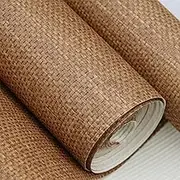Grasscloth Wallpaper Textured Accent Wall Covering, Natural Grass Cloth Wallpaper Roll, Hand Weaved Wood Grass Paper Wallpaper, Natural Fiber Wallpaper for Bedroom, Backdrop, Bathroom