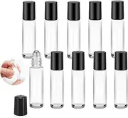 Essential Oil Roller Bottles, 10Pcs Clear Essential Oil Roller Bottles, 10 ml Glass Roller Bottles With Stainless Steel Roller Balls, Leak Proof Roll Bottles For Aromatherapy & Facial Body Care