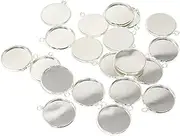 Honbay 20PCS Round Bezel Pendant Trays Blank Bases Cabochon Settings Trays for Jewelry Making (20mm)