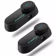 2x Motorcycle Intercom Bluetooth Headset 3 Riders Helmet Interphone Freedconn FM