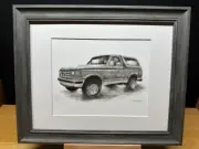 Drawing of a 1987 - 1991 Generation 4 Ford Bronco Graphite Pencil Sketch Picture
