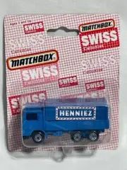 Matchbox SWISS VOLVO Container Truck, HENNIEZ, Blue, 1/64