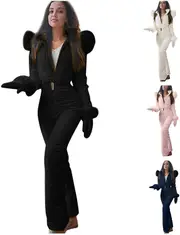 Winter Ski Suits For Women Plus Size One Pieces Jumpsuits Hooded Coveralls High Sports Waterproof Snowboard Snowsuits Black Small