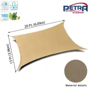 Petra's 20x13 Ft. (Desert Sand) Rectangle Sail Shade. Durable Outdoor Fabric.