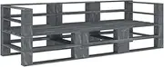 Garden Pallet Sofa, 3-Seater Outdoor Wooden Bench for Patio, Grey Pinewood Furniture, Weather Resistant