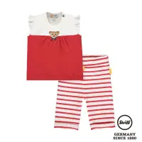 在飛比找momo購物網優惠-【STEIFF】熊頭童裝 二件式 短袖T恤+條紋內搭褲(短袖