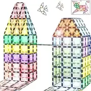 PicassoTiles 36pc Magnet Tile Building Block Set Magnetic Construction Square Triangle Tiles Toy Kit Sparking Creativity Geometric Shapes STEM Educational Learning Brain Development Kids Ages 3+ PB36