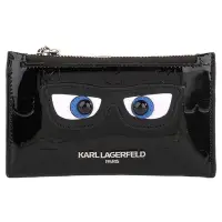 在飛比找Yahoo奇摩購物中心優惠-KARL LAGERFELD- 大眼睛亮漆皮暗扣卡夾/零錢包