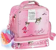 Kids Lunch Bag Insulated with Expandable Pocket - Girls Lunchbag with POP keyring - Lunch Box Bag for Kids Girl Lunch bag for School (Meli Pattern)