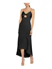 AIDAN AIDAN MATTOX Womens Black Tie V-back Sleeveless Midi Evening Hi-Lo Dress 2