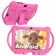 Kids Tablet 7 inch Android 12, 4GB RAM 32GB ROM, 512GB Expandsion, with Pink