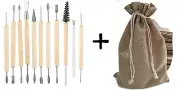 11 Pcs Pottery Tool Set Clay Sculpting Modeling Ceramics Burlap Bags Drawstring