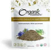 Organic Traditions Sprouted Chia and Flax Seed Powder Organic Plant 227g NEW