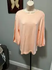 ANN TAYLOR PEACH 3/4 BALLON SLEEVES SWEATER MEDIUM $59.99