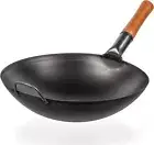 Carbon Steel Wok Pan 14"/36 cm Woks and Stir Fry Pans Chinese Wok with Round