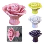 High Quality Handle 5pcs Drawer Knobs Hardware Ceramic Fashion Flower Rose