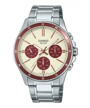 Casio Ion Plated Stainless Steel Cream Dial Quartz MTP-1374D-5A2V 50M Mens Watch