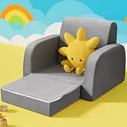 Keezi Kids Sofa 1 Seater Children Flip Open Couch Lounger Armchair Soft Grey