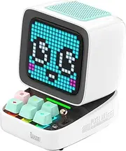 Divoom Ditoo Pixel Art Gaming Portable Bluetooth Speaker with App Controlled 16X16 LED Front Panel, Also a Smart Alarm Clock (White)