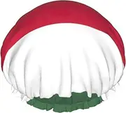 Flag Of Hungary Print Various Activities Shower Cap Reusable Soft And Lightweight Bath Hair Cap Long Hair