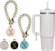 [Seven uncles] 4PCS Letter Charm Accessories for Stanley Cup, Initial Charm Name ID Personalized Handle Charm for Modern Tumbler, Suitable for All Water Cup Handles Identification Letter Pendant Chain
