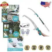Ergonomic 30ft Extendable Tree Trimmer - Manual Saw for Safe High Branch Pruning
