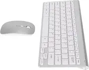 Silent Compact Wireless Keyboard and Mouse with LED Indicator, Wireless Keyboard and Mouse Combo, Cordless Computer Keyboard Without Number Pad for Computer Desktop PC Laptop