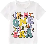[BOUTIKOME] in My One Year Old Era Birthday Shirts Infant Baby Girls T-Shirt 1st Tees Party Outfits 1t Short Sleeve Tops