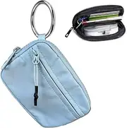 [Bhmvase] Women's Waterproof Nylon Keychain Wallet,The Iris' Wallet,The Iris Pouch Wristlet,Zip Card Case with ID Window,Women's RFID Credit Card Wallet, Blue, New
